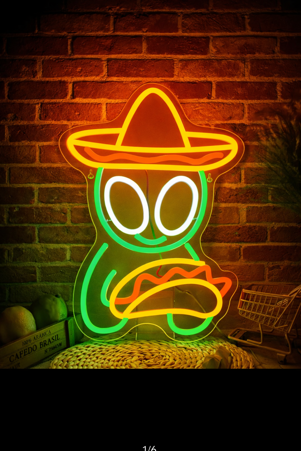 LED Taco Alien Neon Sign ( 41 cm x 29,5 cm )