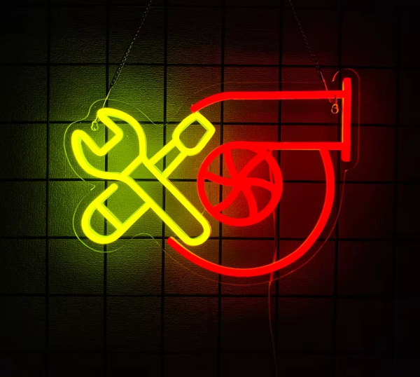 LED Neon Sign – Turbo (33.5 × 24.8 cm) for Garage / Home / Office
