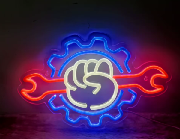 LED Neon Sign - The Mechanic (36 × 24 cm) for Garage / Home / Office