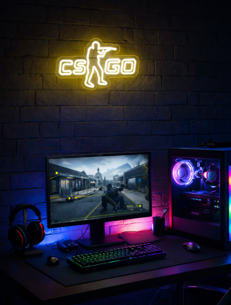 LED Neon Sign - CSGO (34 × 19.7 cm) for Garage / Home / Office