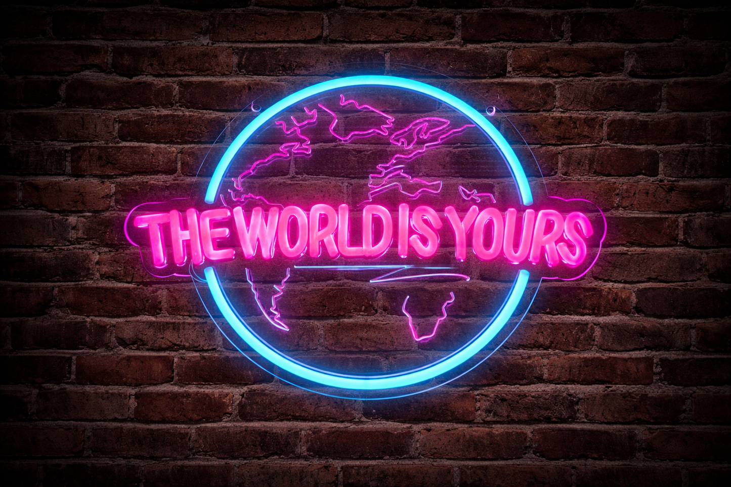 LED World Neon Sign ( 25,8 cm x 34 cm )
