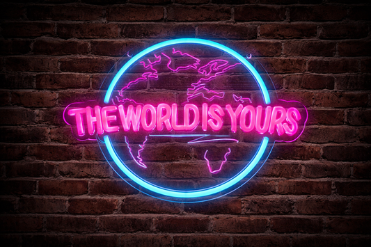LED World Neon Sign ( 25,8 cm x 34 cm )