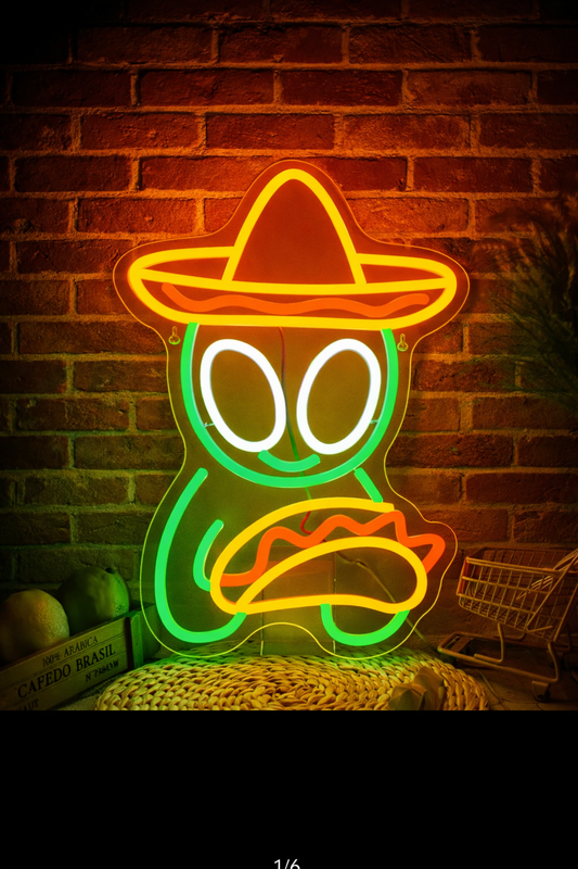 LED Taco Alien Neon Sign ( 41 cm x 29,5 cm )