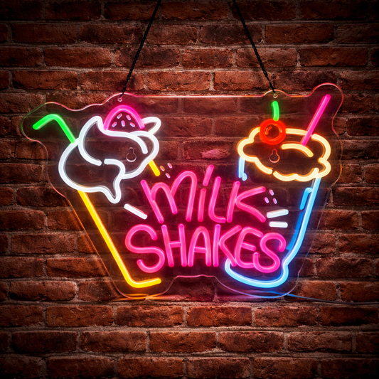 LED Milk Shake Neon Sign ( 28 cm x 39 cm )