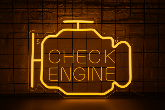 LED Neon Sign - Check Engine (33 × 27 cm) for Garage / Home / Office 