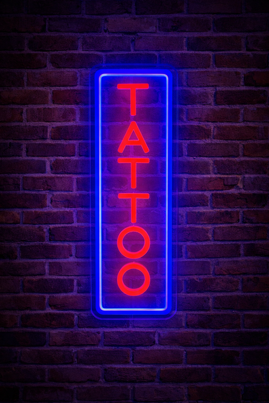 LED Blue/ Red Tatto Neon Sign ( 40 cm x 10 cm )