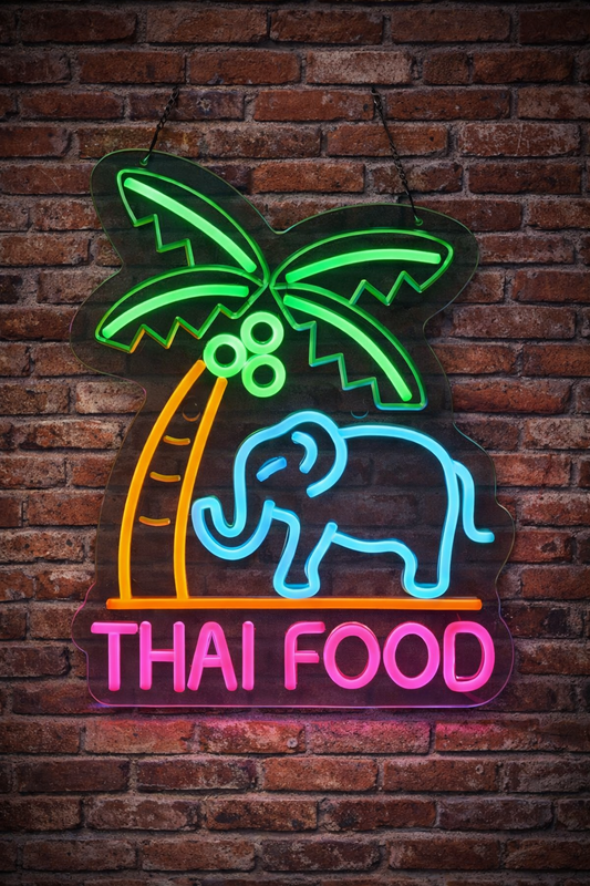 LED Thai Food Neon Sign ( 35 cm x 27,3 cm )