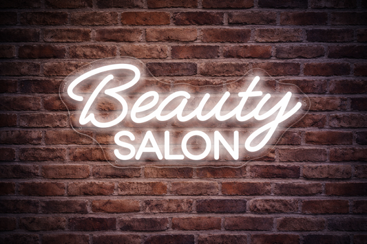 LED Neon Sign White ”Beauty Salon” ( 40 cm x 19 cm )