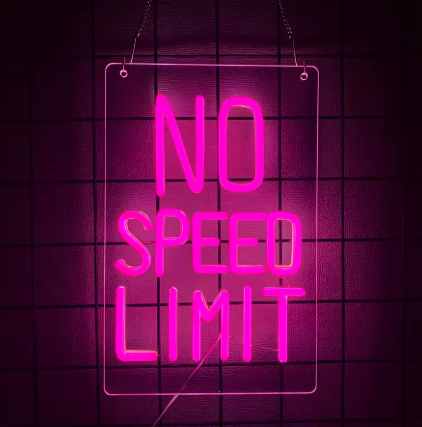 LED Neon Sign - No Speed ​​Limit (35 × 23 cm) for Garage / Home / Office 