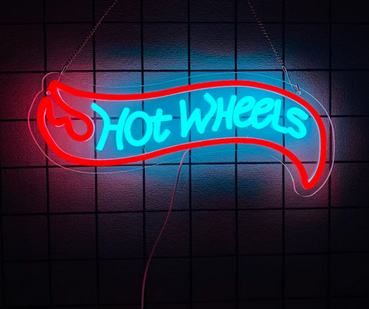 LED Neon Sign - Hot Wheels (42.5 × 18 cm) for Garage / Home / Office 