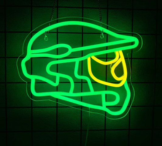 LED Neon Sign - Cross Helmet (33 × 27.5 cm) for Garage / Home / Office 