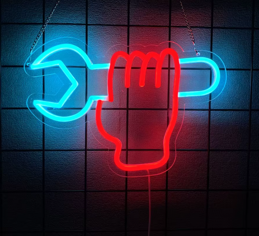 LED Neon Sign - Mechanic (32 × 16 cm) for Garage / Home / Office 