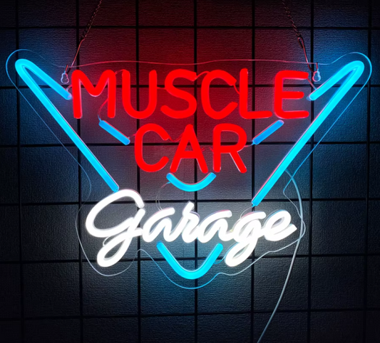 LED Neon Sign - Muscle Car Garage (41 × 27.5 cm) for Garage / Home / Office 