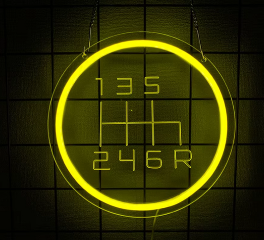 LED Neon Sign - Manual Gear Shift (27 × 27 cm) for Garage / Home / Office 