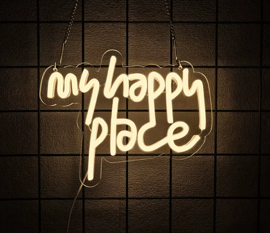 LED Neon Sign – My happy place (25x20cm) for garage/home/office