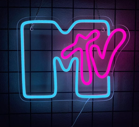 LED Neon Sign - MTV (35 × 27 cm) for Garage / Home / Office