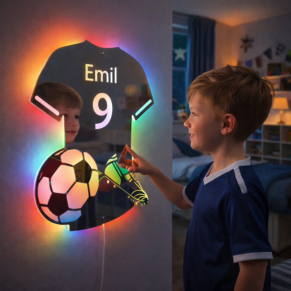 Personalized LED Mirror – Football Jersey (Custom Name & Number) 