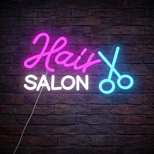 LED Neon Sign - Hair Salon (33 × 19 cm) for Business Use